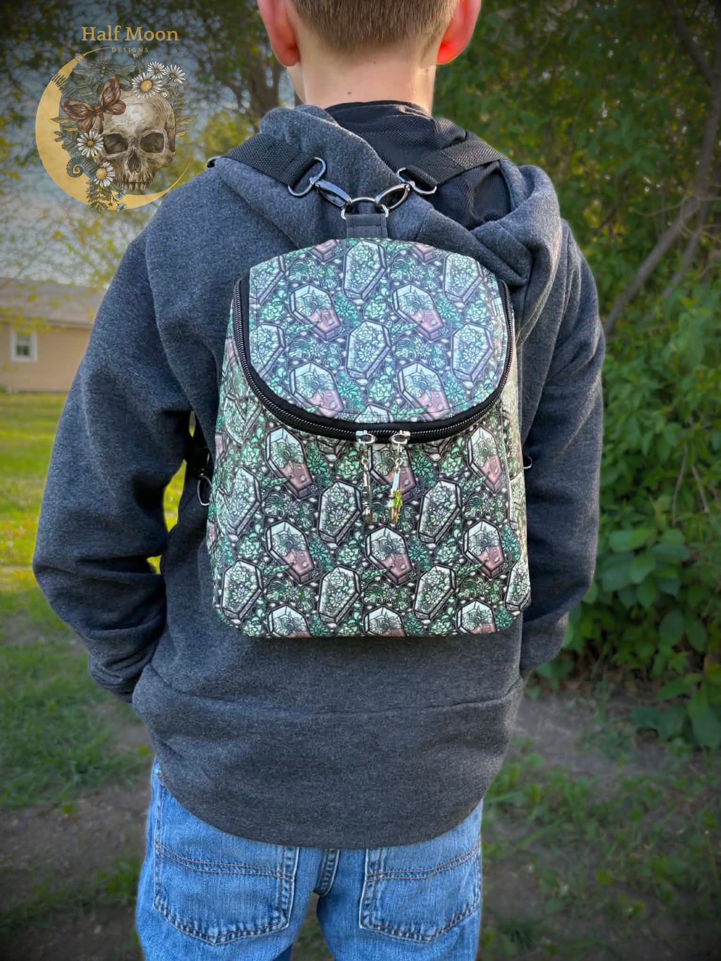 Succulents and coffins mini backpack