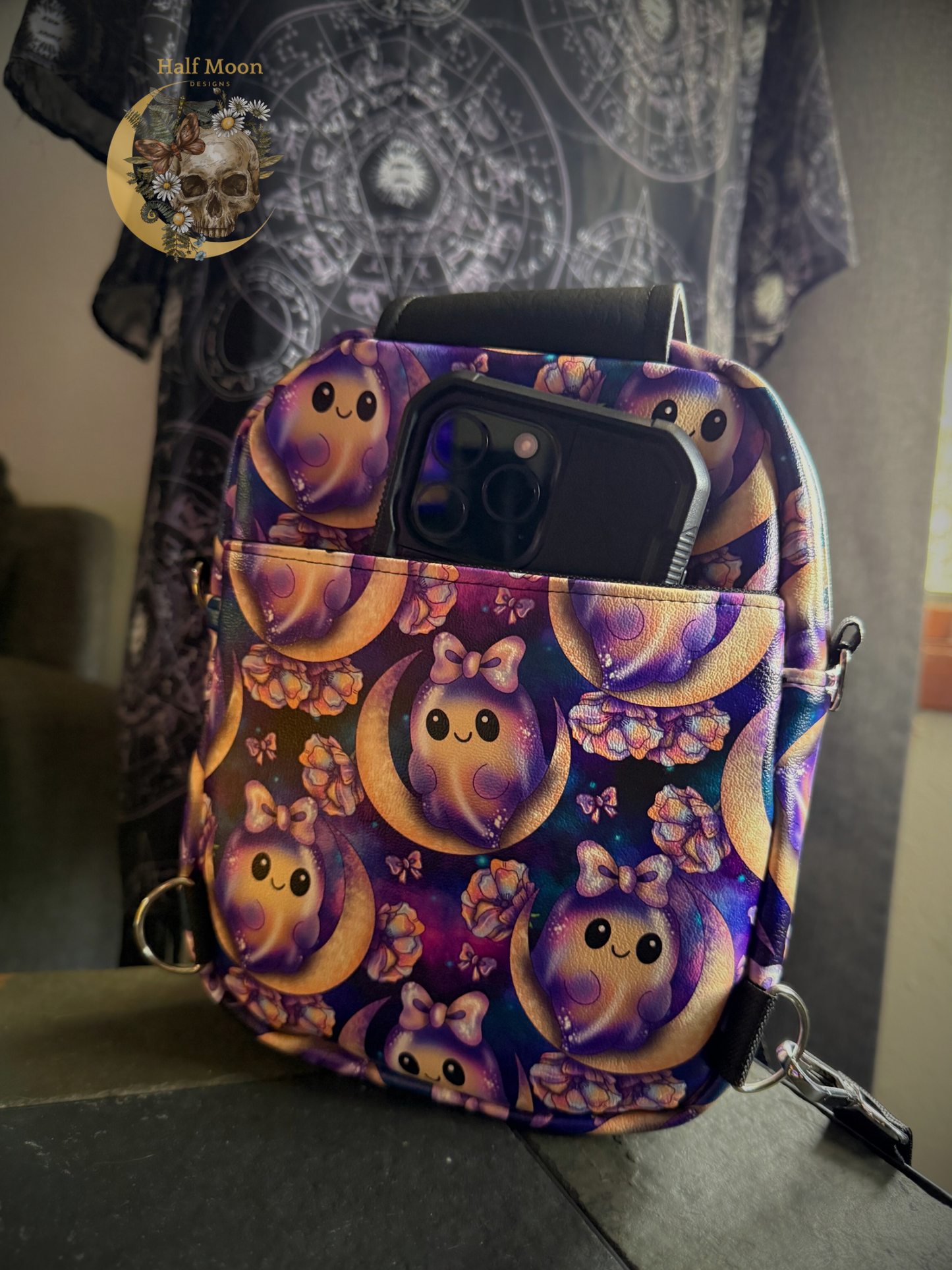 🎃👻 Spooktacular Ghostie Mini Sling Bag – Purple, Practical & Perfectly Boo-tiful! 👻🌙