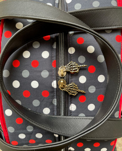 Skulls and Polka Dots bowler style Weekend bag.