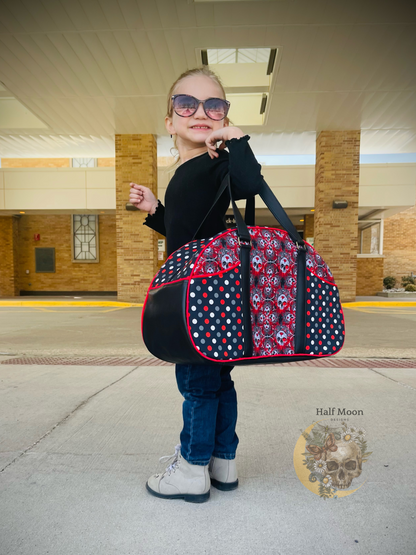 Skulls and Polka Dots bowler style Weekend bag.