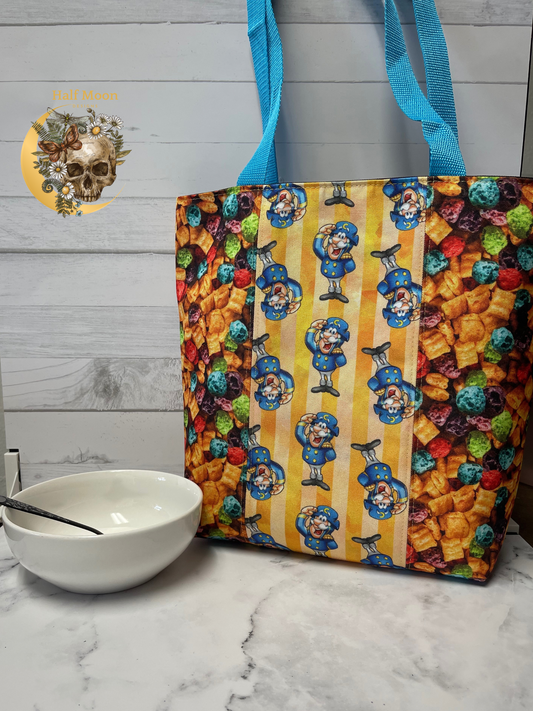 Crunchy cereal tote bag.