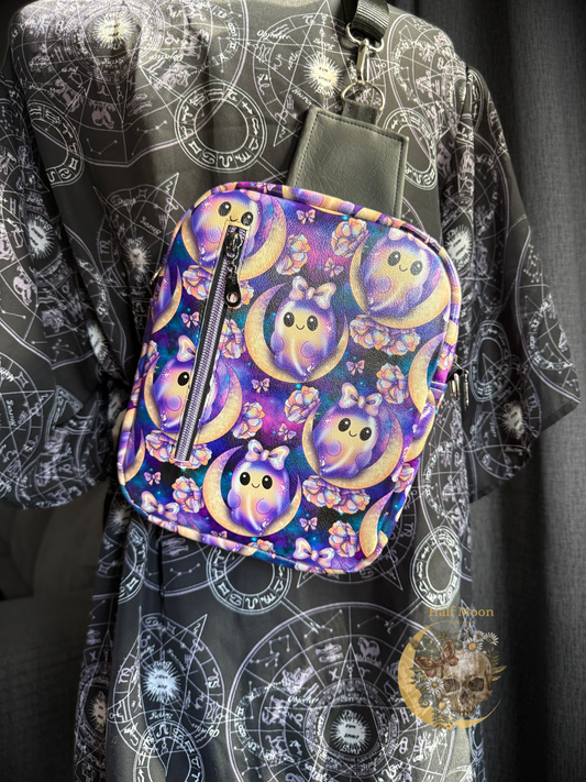 🎃👻 Spooktacular Ghostie Mini Sling Bag – Purple, Practical & Perfectly Boo-tiful! 👻🌙