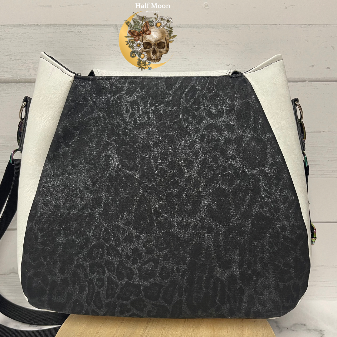 The Purrrrfect crossbody. Cat bag. (Black and grey animal print)